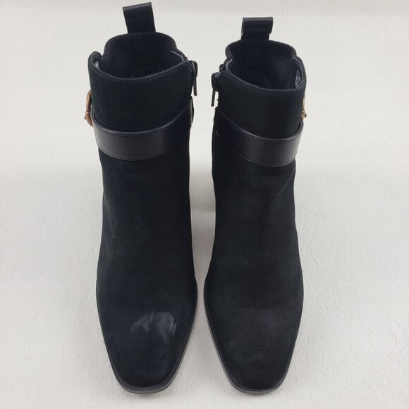 Vionic Tenley Ankle Boot Womens 7.5 Black Suede Side Zip Buckle Comfort Heeled - Picture 5 of 14